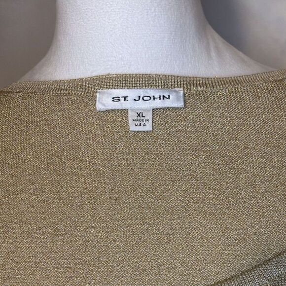 St. John Basics Gold Metallic Santana Knit Tank Top Womens Sleeveless Shirt - Picture 5 of 5